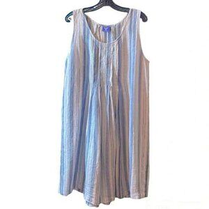 Pine Cone Hill Striped 100% Linen Sleeveless Shift Dress